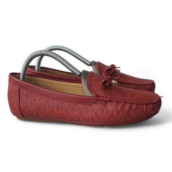 Michael Kors Juliette MK Logo Slip-on Moccasins Burgundy Red ME22E Women's 8M - Picture 4 of 11